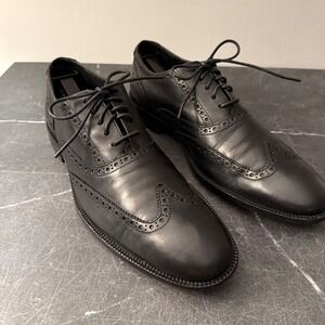 Mens Cole Haan Wingtip Oxford 9.5 Black Leather Nike Air